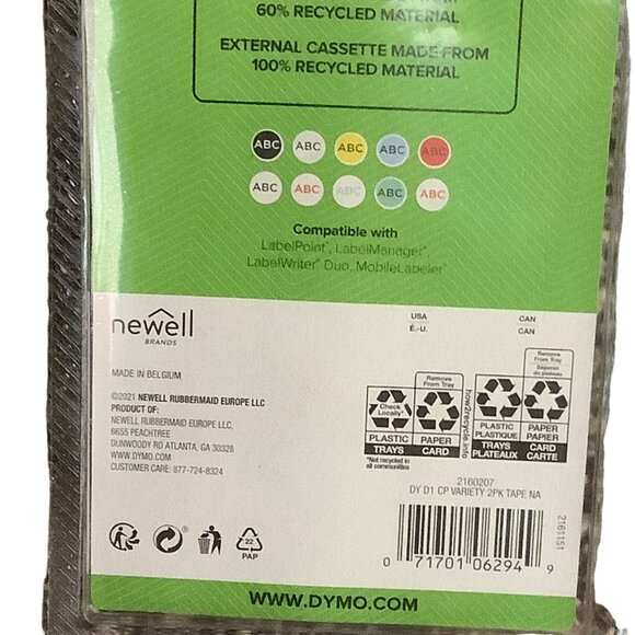 DYMO Label Tape Refill 1/2 In x 23 Ft & 1/2 In x 10 Ft D1 Series Compatible NEW - Picture 3 of 4